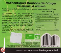 Bonbons eucalyptus & 5 plantes des Vosges décongestionnant Les bonbons de ma pharmacie - boite de 130g