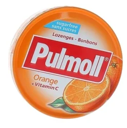 Bonbons orange sans sucres Pulmoll - boîte de 45 g