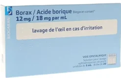 Borax acide borique Biogaran lavage ophtalmique – 20 unidoses de 5 ml