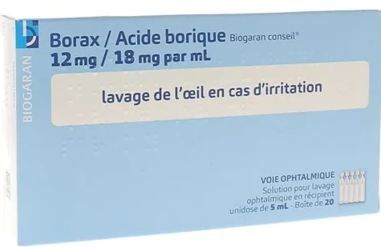 Borax acide borique Biogaran lavage ophtalmique – 20 unidoses de 5 ml