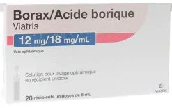 Borax/Acide Borique 12mg/18mg/ml Viatris - boîte de 20 récipients unidoses de 5ml