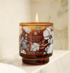 Bougie parfumée coton des champs Collines de Provence - bougie de 220g