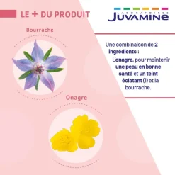 Bourrache Onagre Teint Éclatant Juvamine - boîte de 30 capsules