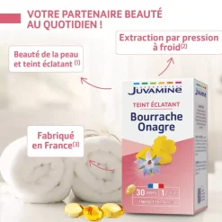 Bourrache Onagre Teint Éclatant Juvamine - boîte de 30 capsules