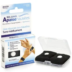 Bracelets apaise nausées adulte Sea-Band - boite de 2 bracelets noirs