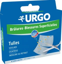 Brûlures blessures superficielles pansements Urgo - boite de 6 tulles
