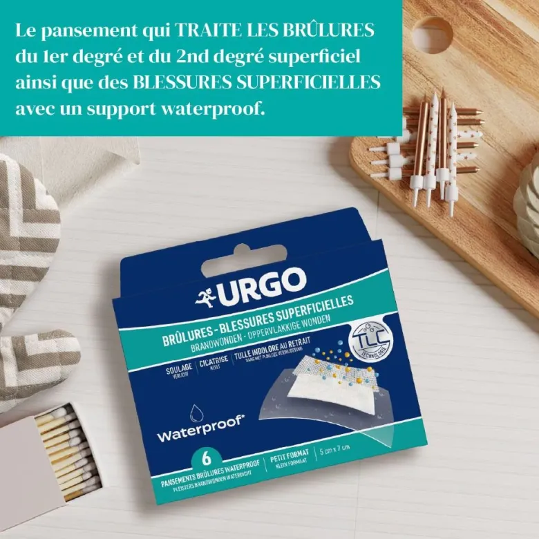 Brûlures et blessures superficielles Urgo - boîte de 6 pansements waterproof
