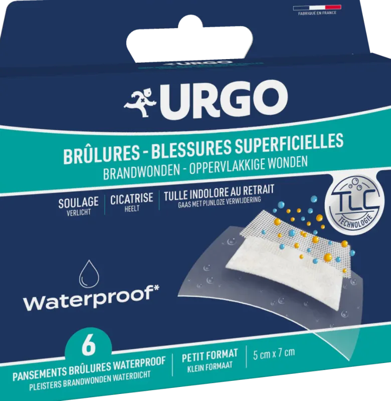 Brûlures et blessures superficielles Urgo - boîte de 6 pansements waterproof