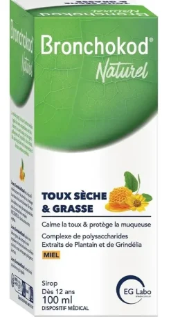 Bronchokod Naturel Sirop toux sèche et grasse miel EG Labo - flacon de 100ml