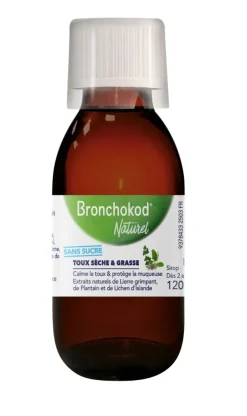 Bronchokod Naturel Sirop toux sèche et grasse sans sucre EG Labo - flacon de 120ml