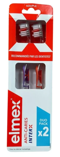 Brosse à dents anti-caries InterX souple Elmex - 2 brosses à dents