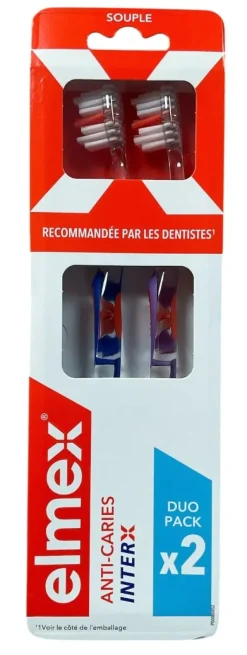 Brosse à dents anti-caries InterX souple Elmex - 2 brosses à dents