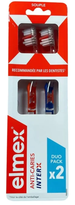 Brosse à dents anti-caries InterX souple Elmex - 2 brosses à dents