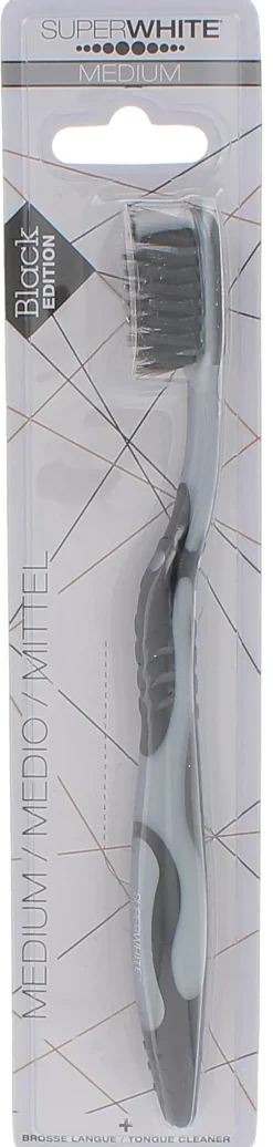 Brosse à dents médium Black Edition Superwhite - une brosse à dents
