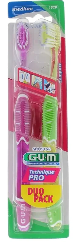 Brosse à dents medium technique pro duo pack Gum - 2 brosses à dents