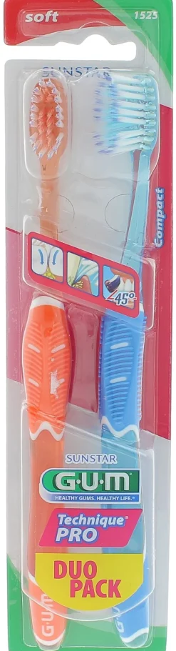 Brosse à dent souple technique pro duo pack Gum - 2 brosses à dents