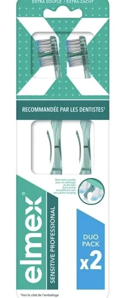 Brosse à dents sensitive professional extra souple Elmex - lot de 2 brosses à dents