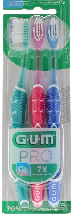 Brosse à dents souple PRO Gum - lot de 3 brosses à dents