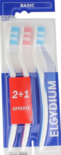 Brosses à dents Basic Medium Elgydium - 3 brosses à dents