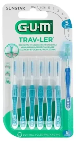 Brossette interdentaire antibactérienne Trav-ler 1.6mm Gum - 6 brossettes