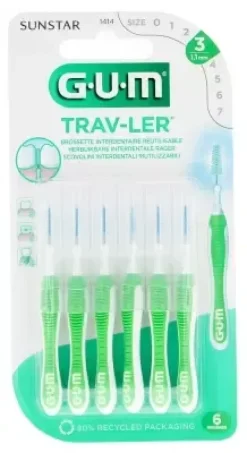 Brossette interdentaire antibactérienne Trav-ler 1.1 mm Gum - 6 brossettes