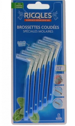 Brossettes coudées spéciales molaires Ricqles - boîte de 6 unités
