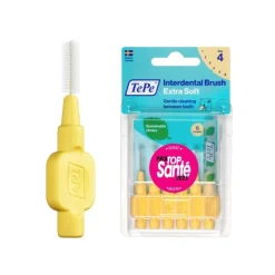 Brossettes interdentaires extra souples jaune pastel taille 4 (0,7mm) TePe - 6 brossettes