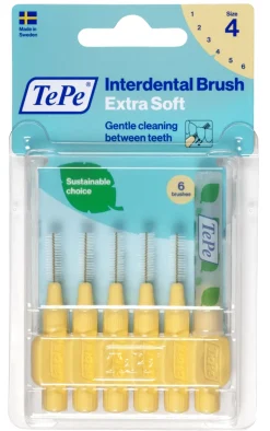 Brossettes interdentaires extra souples jaune pastel taille 4 (0,7mm) TePe - 6 brossettes