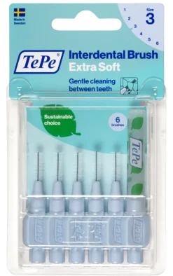 Brossettes interdentaires extra souples bleu pastel taille 3 (0,6mm) TePe - 6 brossettes