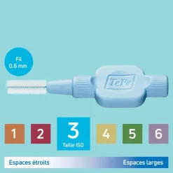 Brossettes interdentaires extra souples bleu pastel taille 3 (0,6mm) TePe - 6 brossettes