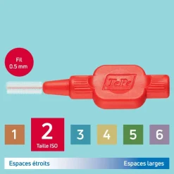 Brossettes interdentaires extra souples rouge pastel taille 2 (0.5mm) TePe - 6 unités