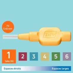 Brossettes interdentaires extra souples orange pastel taille 1 (0.45mm) TePe - 6 brossettes