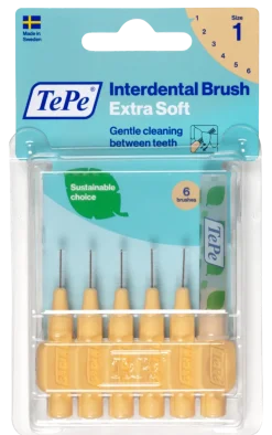 Brossettes interdentaires extra souples orange pastel taille 1 (0.45mm) TePe - 6 brossettes