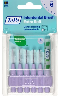 Brossettes interdentaires extra souples violet pastel taille 6 (1,1mm) TePe - 6 unités