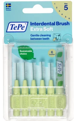 Brossettes interdentaires extra souples vert pastel taille 5 (0.8mm) TePe - 6 unités