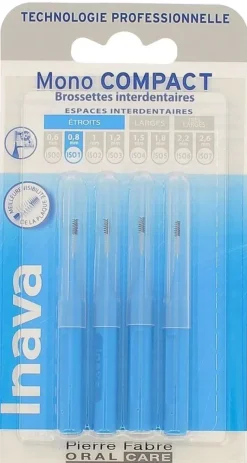Brossettes interdentaires Mono compact 0.8 mm ISO1 Inava - 4 brossettes interdentaires