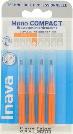 Brossettes interdentaires Mono compact 1.2 mm ISO3 Inava - 4 brossettes interdentaires