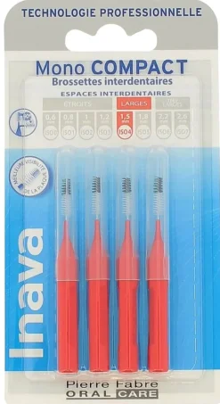 Brossettes interdentaires Mono compact 1.5 mm ISO4 Inava - 4 brossettes interdentaires