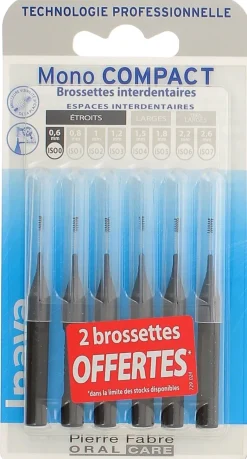 Brossettes interdentaires Monocompact étroits 0,6 mm Inava - 6 Brossettes (4 + 2 offertes)