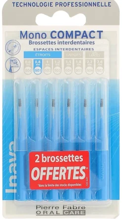 Brossettes interdentaires Mono compact étroits 0,8 mm Inava - 6 Brossettes (4 + 2 offertes)