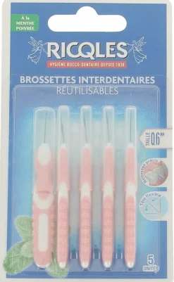 Brossettes interdentaires 0,6 mm Ricqles - 5 brossettes réutilisables