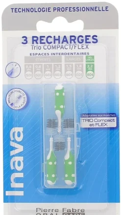 Brossettes interdentaires 2.2 mm Trio Compact et Flex Inava - 3 recharges