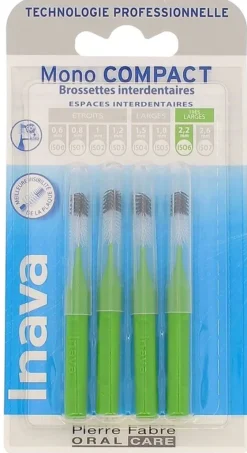 Brossettes interdentaires Mono compact 2.2 mm ISO6 Inava - 4 brossettes interdentaires