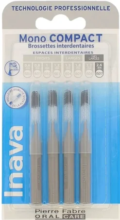 Brossettes interdentaires Mono compact 2.6 mm ISO7 Inava - 4 brossettes interdentaires