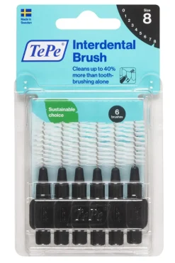 Brossettes interdentaires originales noir taille 8 (1.5 mm) TePe - 6 brossettes