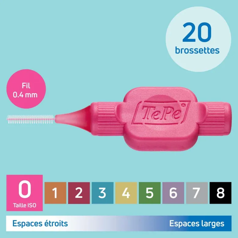 Brossettes interdentaires originales rose taille 0 (0.4 mm) TePe