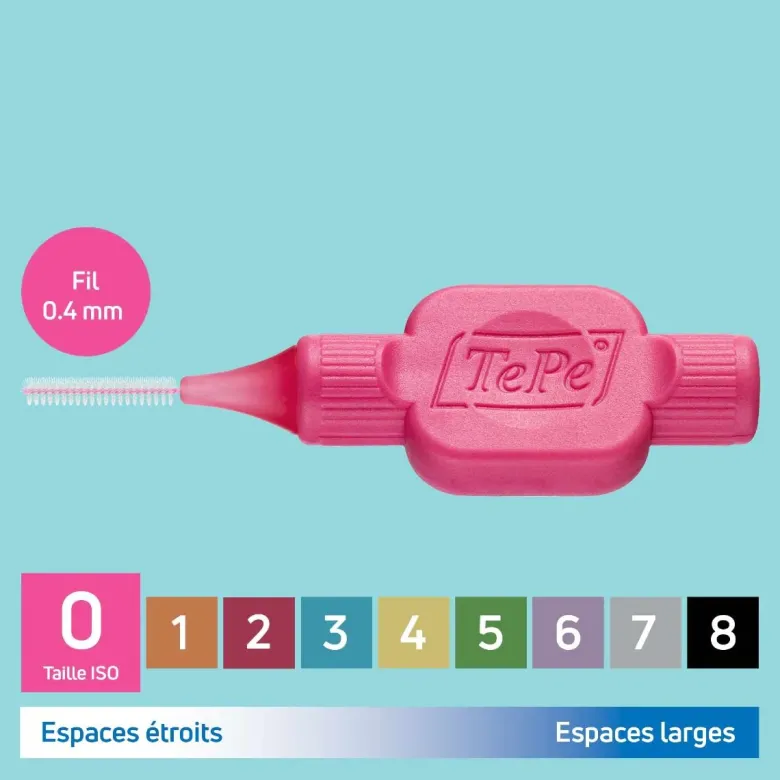 Brossettes interdentaires originales rose taille 0 (0.4 mm) TePe