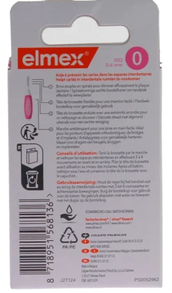 Brossettes interdentaires rose taille 0 (0,6mm) Elmex - boite de 8 brossettes