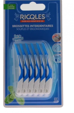 Brossettes interdentaires souples et ergonomiques Ricqles - boîte de 30 unités