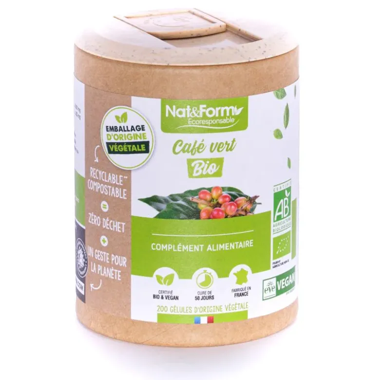 Café vert Bio Ecoresponsable Nat&Form - boite de 200 gélules
